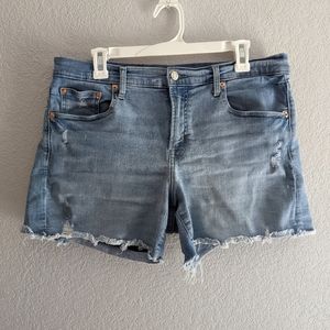 Gap Mid Rise Distressed Raw Hem Denim Shorts
